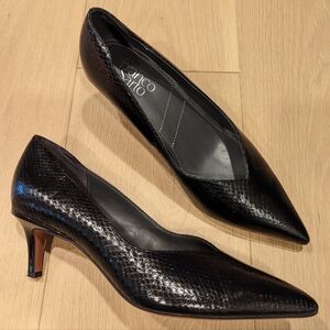 Franco Sarto Black Snakeskin Heels